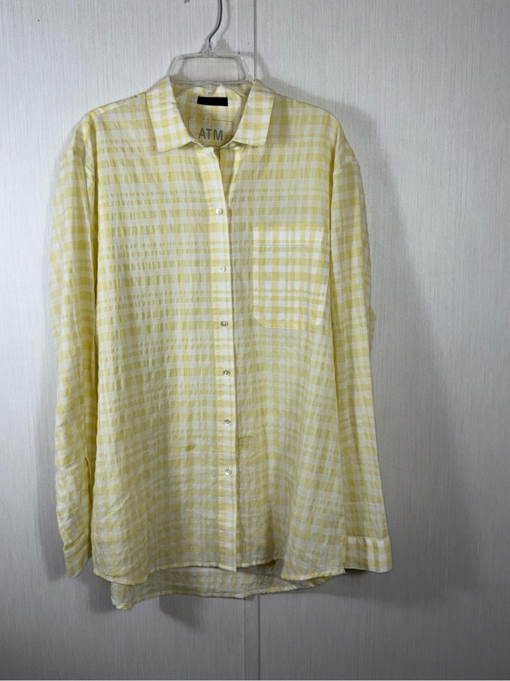 ATM Anthony Thomas Melillo M Yellow and White Gingham Button Shirt